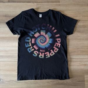 Red Hot Chili Peppers Rainbow Spiral Black Shirt Size Medium Classic Rock & Roll